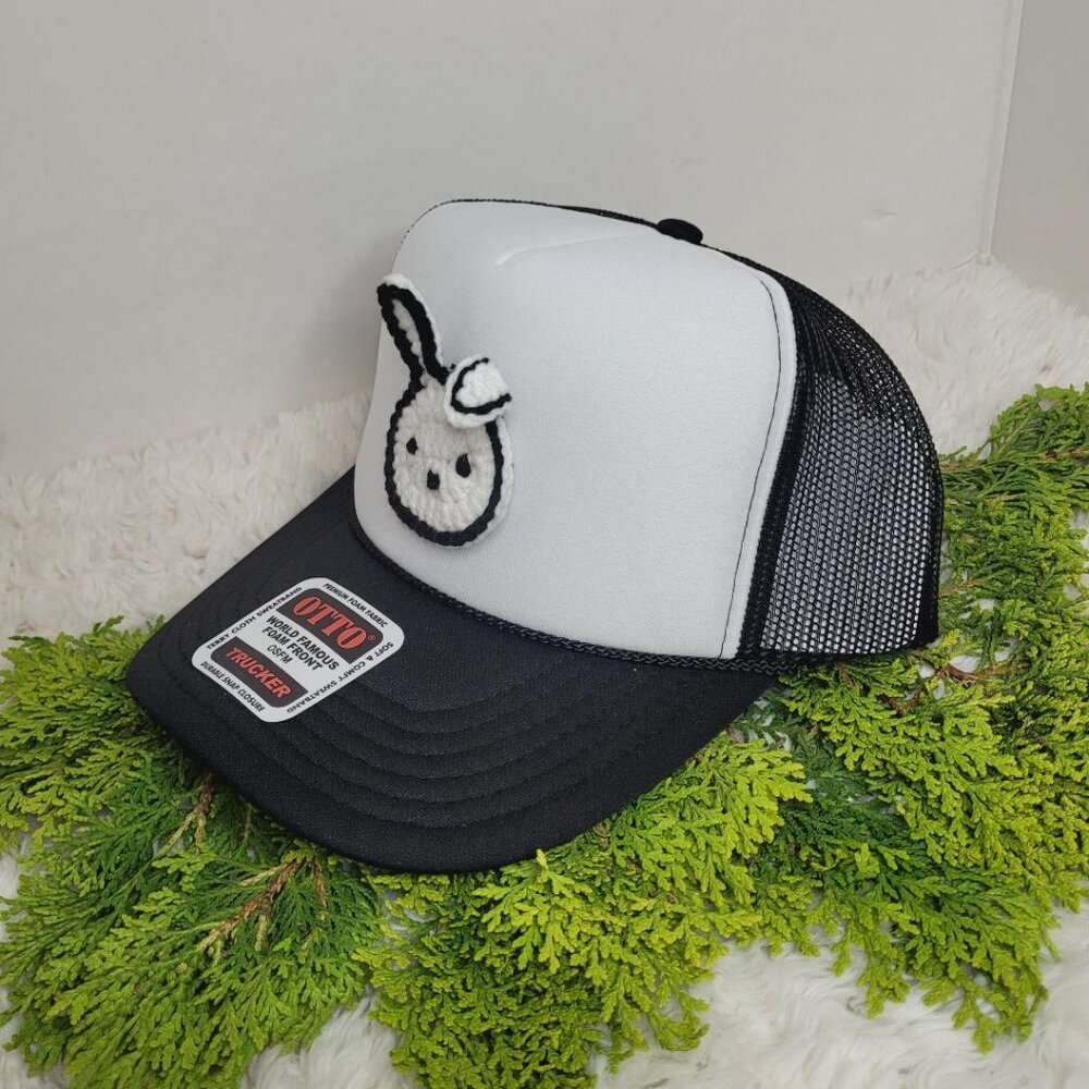 Handmade Bunny Crochet Applique Trucker Hats - Picture 3 of 3